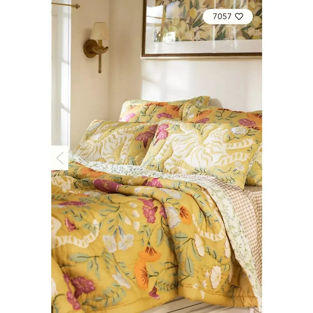 Anthropologie Cotton Voile Printed Quilt Collection King NEW